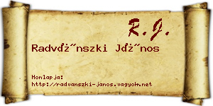 Radvánszki János névjegykártya